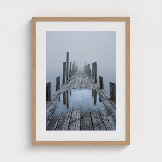Fog Pier Wall Art - coastal pier fog photography wall art by Studio Stevie