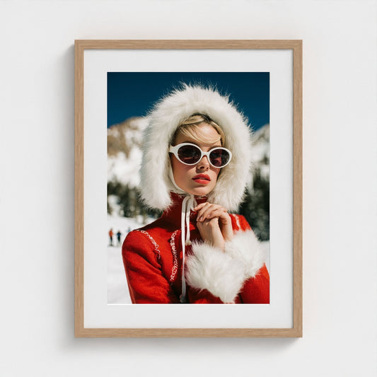 fashion-editorial-of-glamorous-woman-in-red-1960 18x24-natural frame frame