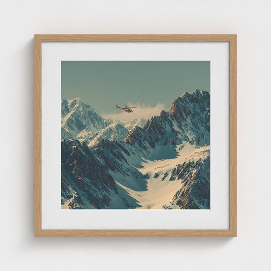helicopter-in-colorodo-mountains-skiing-60s-retr 20x20-natural frame frame