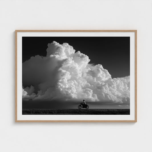 monochrome-thunderhead-build-up-distant-rider-bene-0d9ea2aa- 48x36-natural frame frame