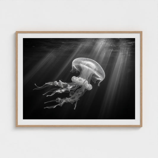 ethereal-bioluminescent-jellyfish-floating-in-de 48x36-natural frame frame