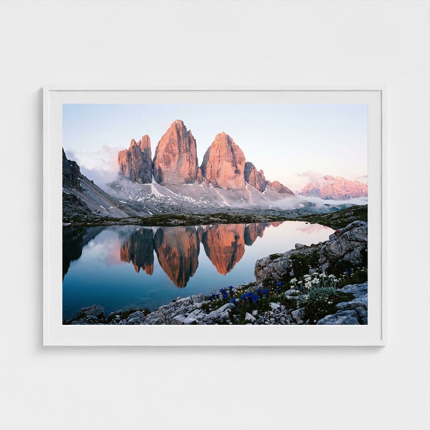 dolomites-dawn 48x36-white frame frame