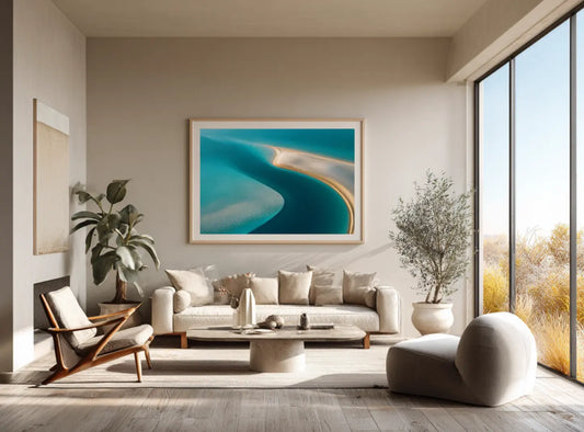 Aerial Sandbar Wall Art – Turquoise Water & Golden Shoreline Print | Studio Stevie My Store