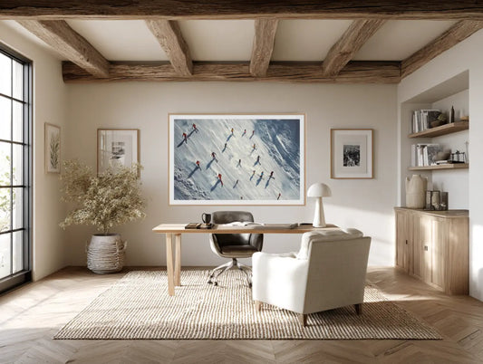 Alpine Array Wall Art – Aerial Skiers Winter Photography | Studio Stevie My Store