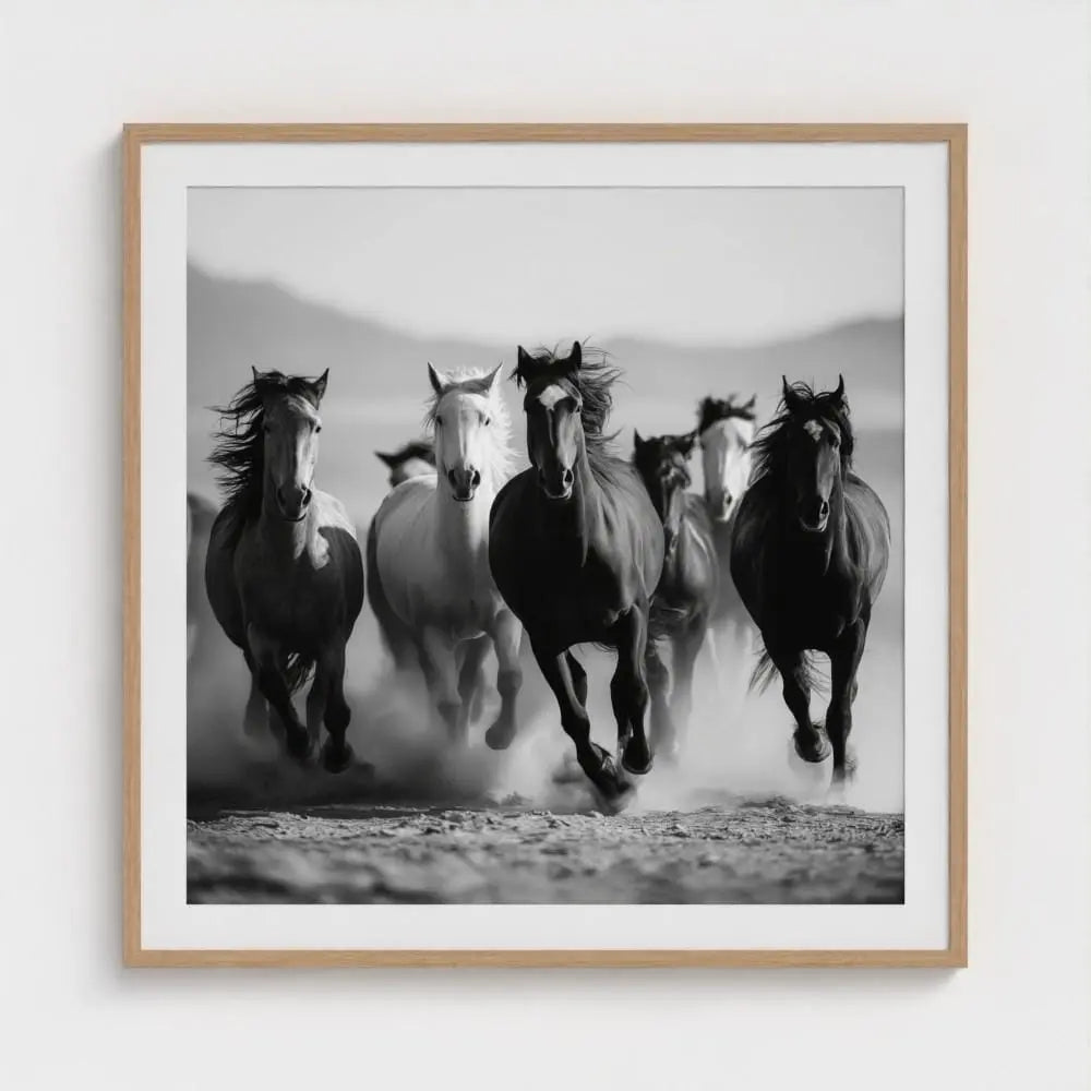 Wild Horses Photography Print: Black and White Western Wall Art, Giclée
