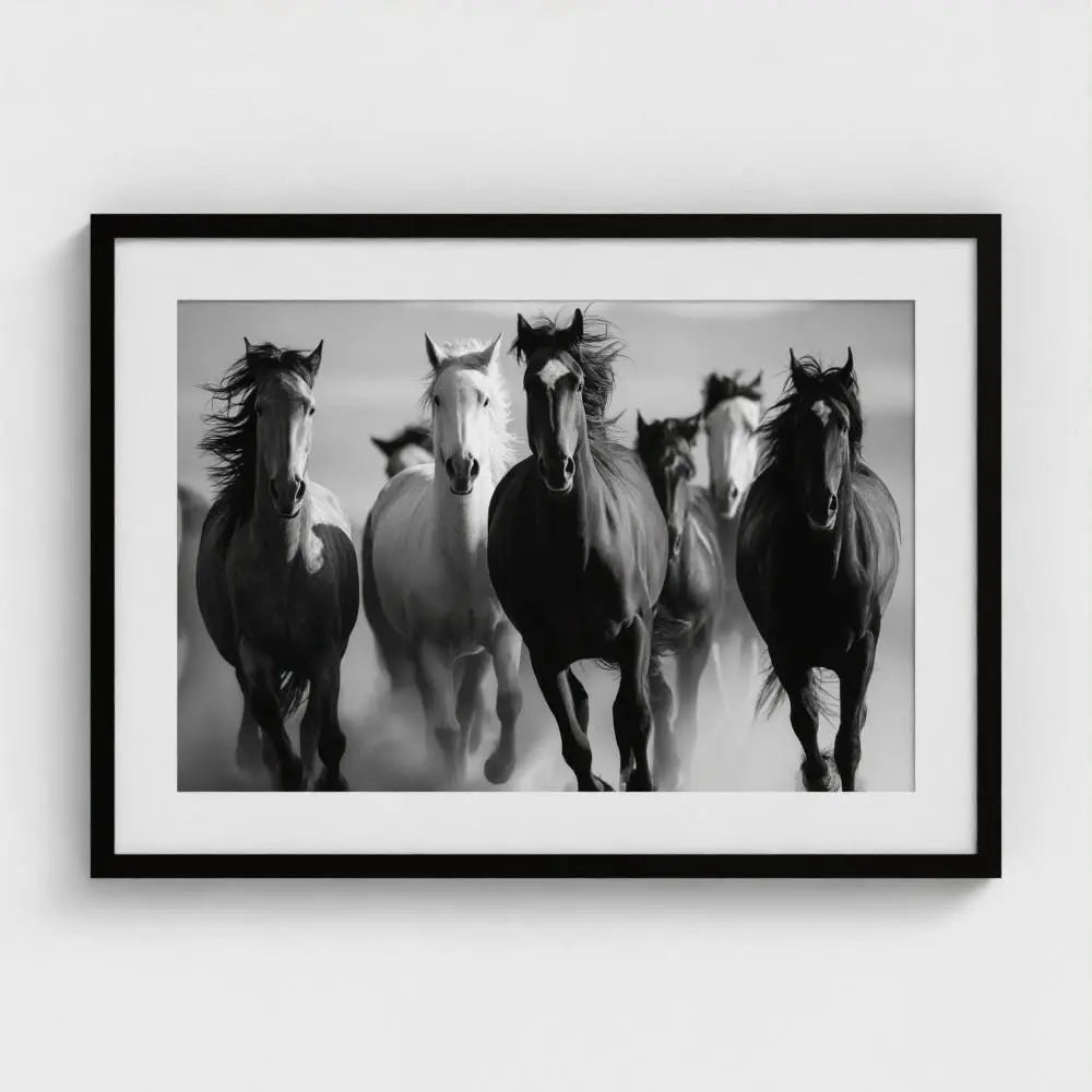 Wild Horses Photography Print: Black and White Western Wall Art, Giclée