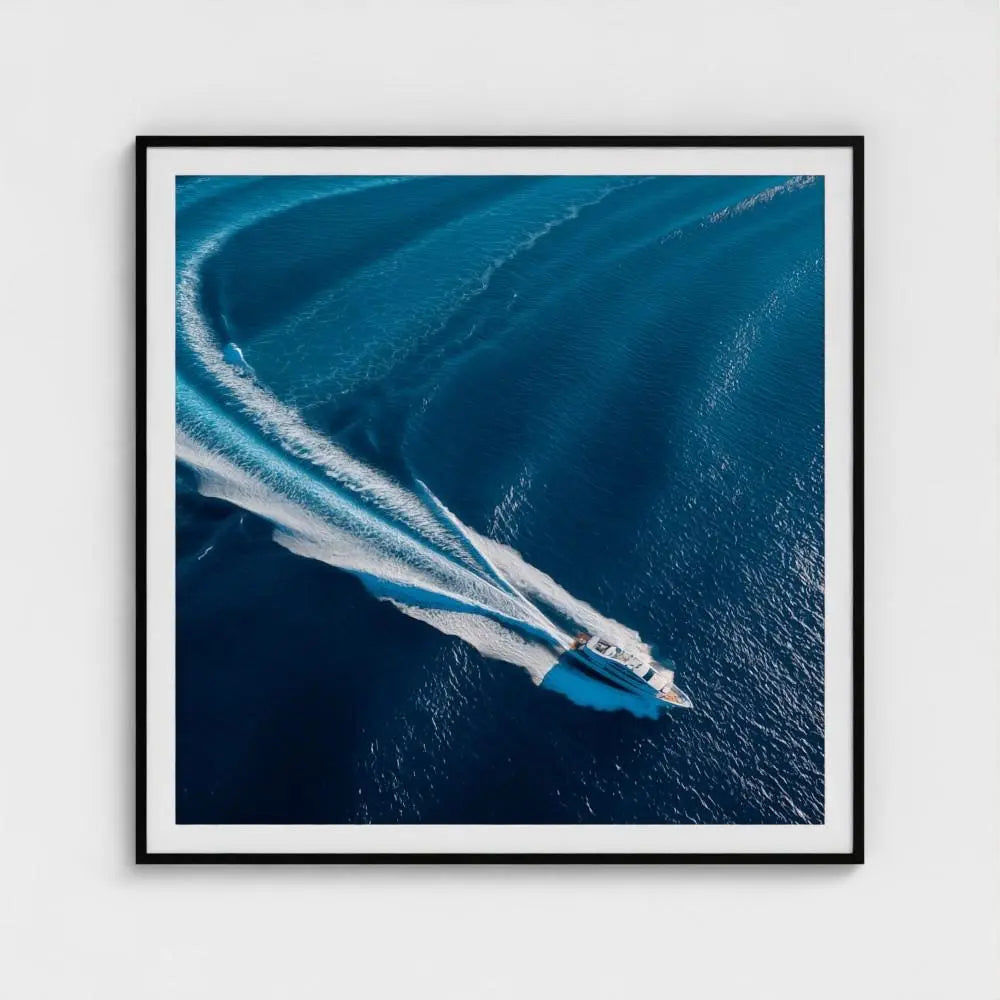 Yacht Wake Aerial Print: Coastal Nautical Wall Art, Museum Grade