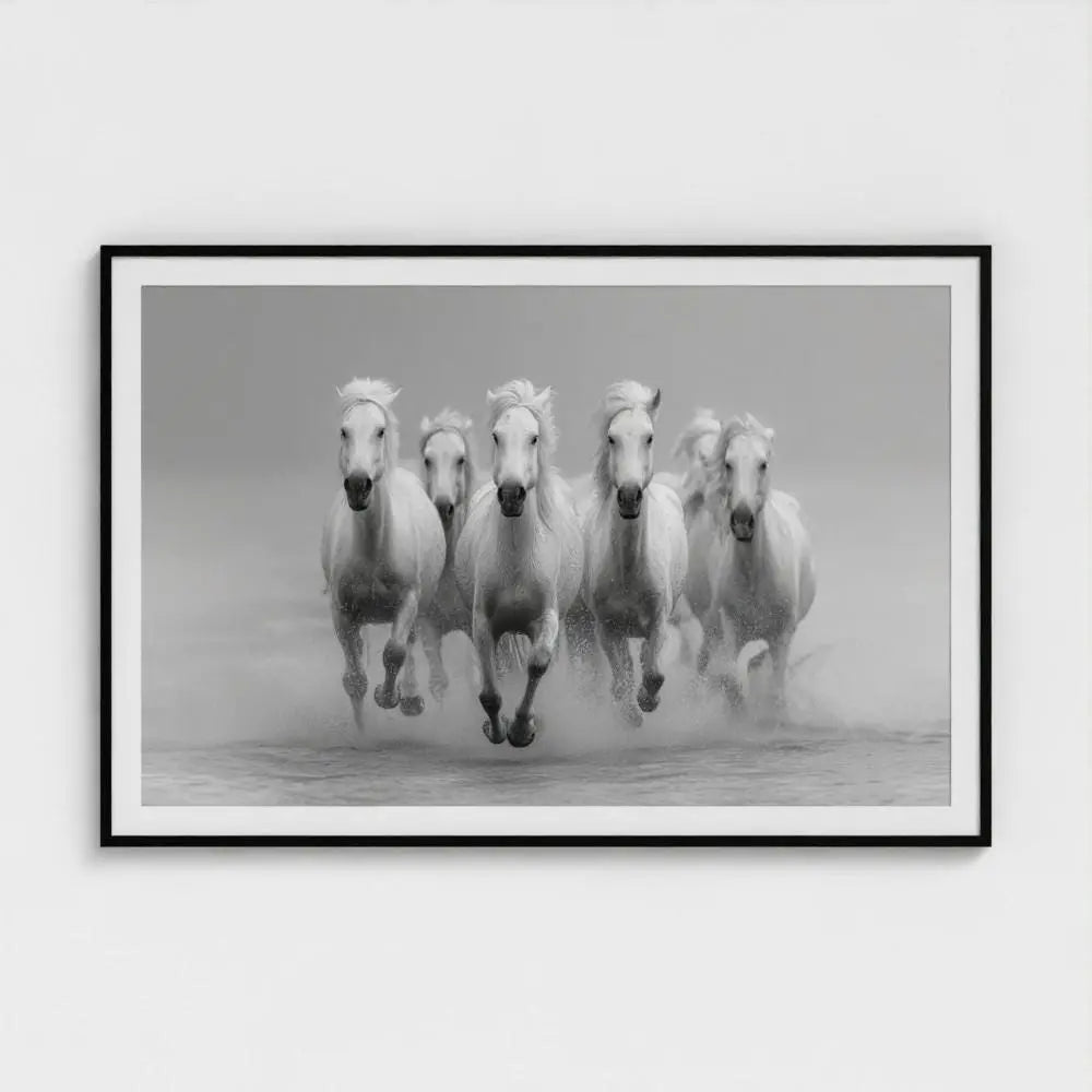 Wild Horses Wall Art Print – Galloping Horses Surf Photography, Western Coastal Decor