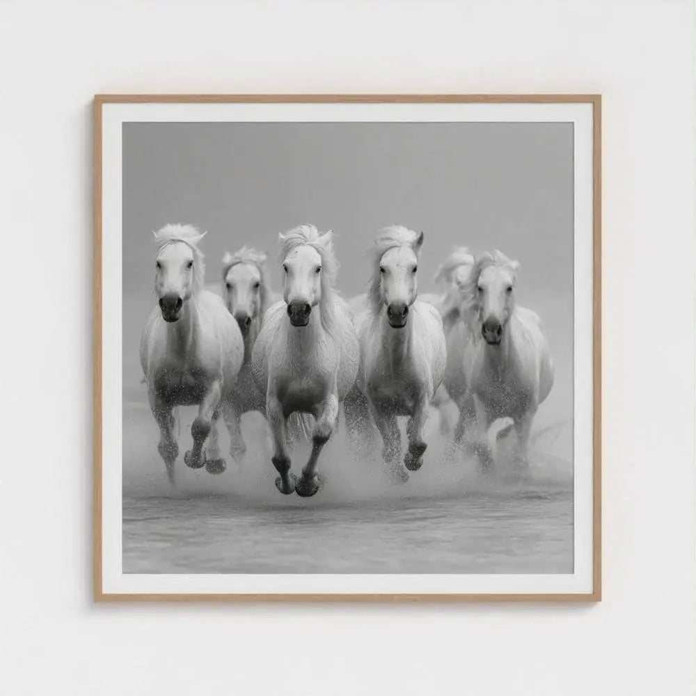 Wild Horses Wall Art Print – Galloping Horses Surf Photography, Western Coastal Decor