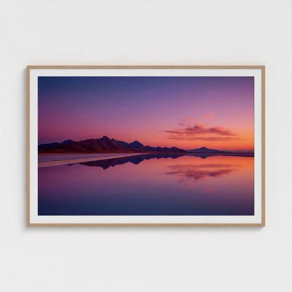 Pastel Salt Flat Wall Art Print – Horizon Reflection Photography, Minimal Landscape Decor