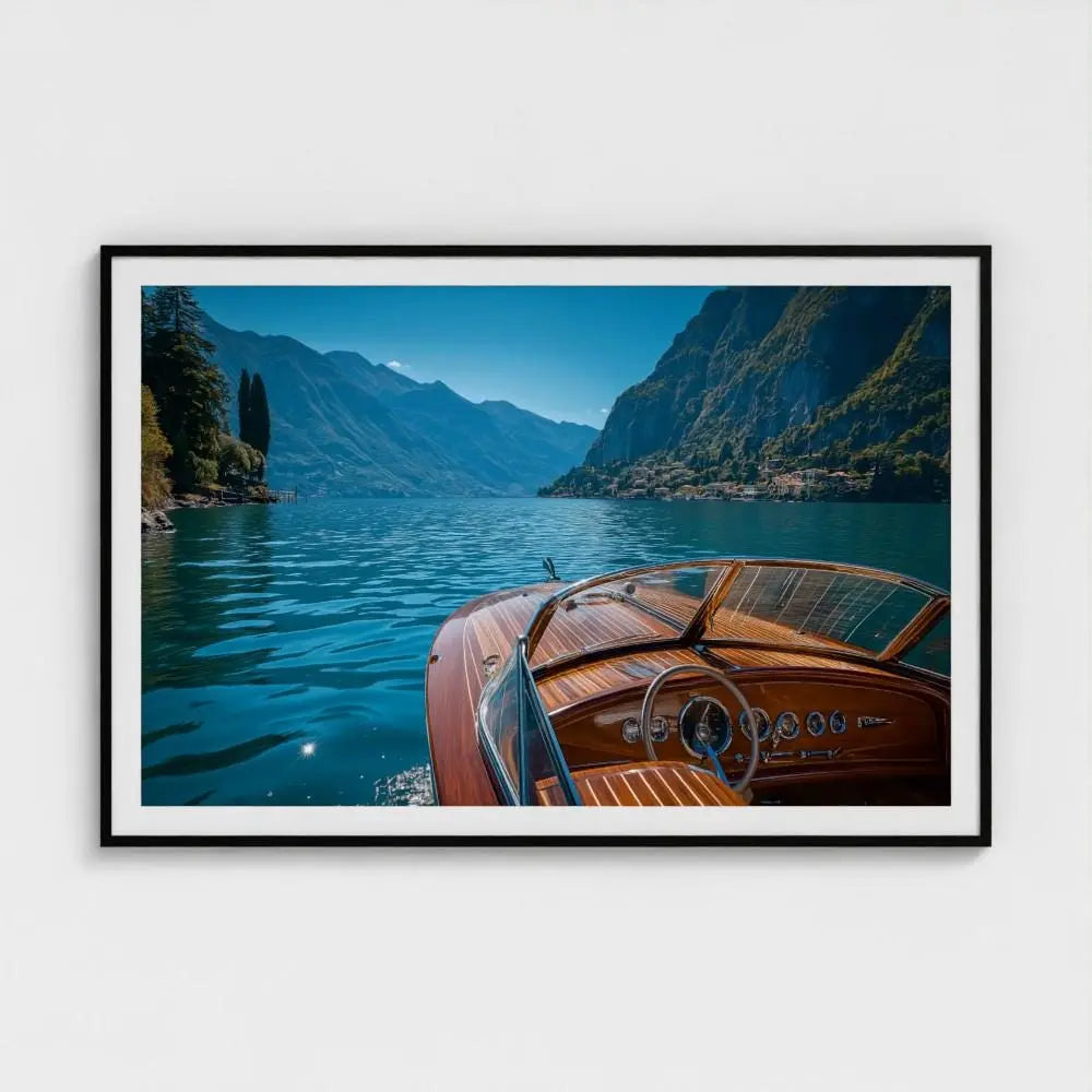 Mahogany Wake — Lake Como Wooden Boat Wall Art Print, Italian Lake Photography, Nautical Decor