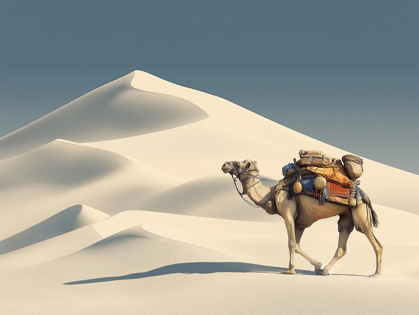 Nomad Crest — Desert Camel Wall Art Print, Minimal Sand Dunes Photography, Sahara Travel Decor
