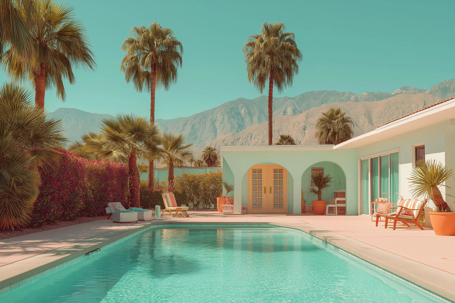 Palm Springs Pool Wall Art Print – Mid‑Century Modern Desert Photography