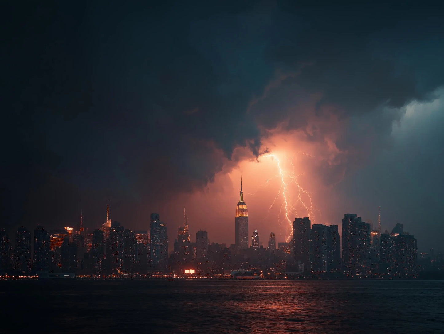 Empire State Lightning Print: Manhattan Skyline Wall Art, Giclée