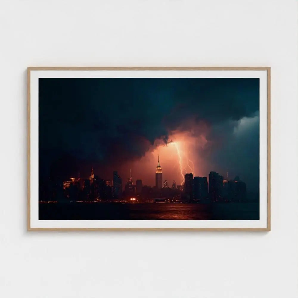 Empire State Lightning Print: Manhattan Skyline Wall Art, Giclée