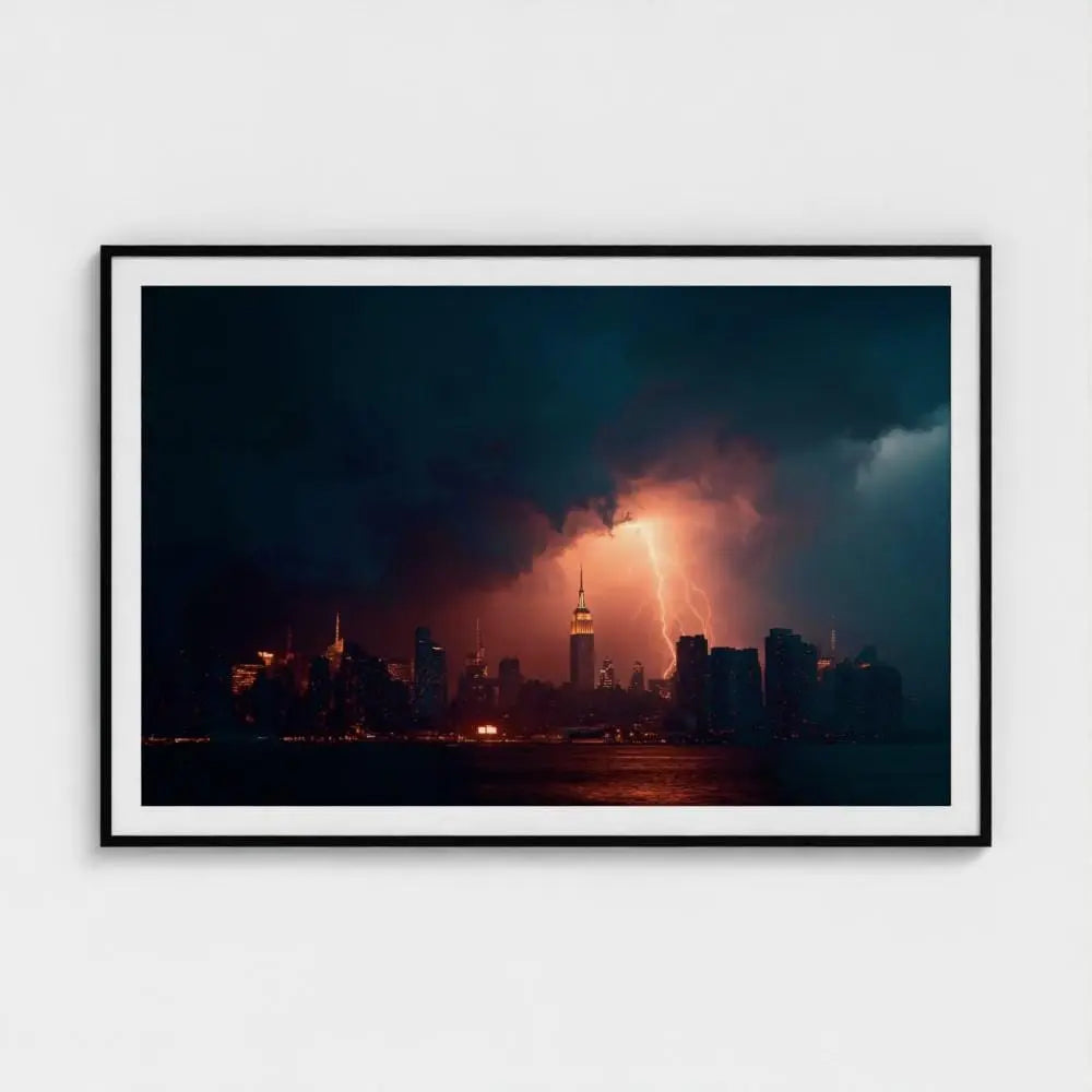 Empire State Lightning Print: Manhattan Skyline Wall Art, Giclée