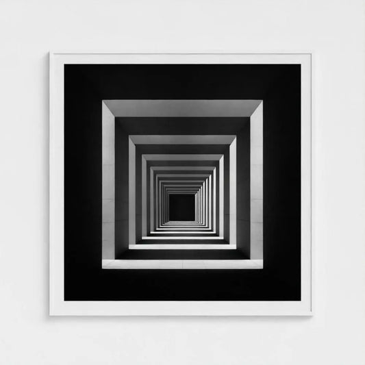 Brutalist Tunnel Wall Art Print – Symmetric Concrete Geometry Photography
