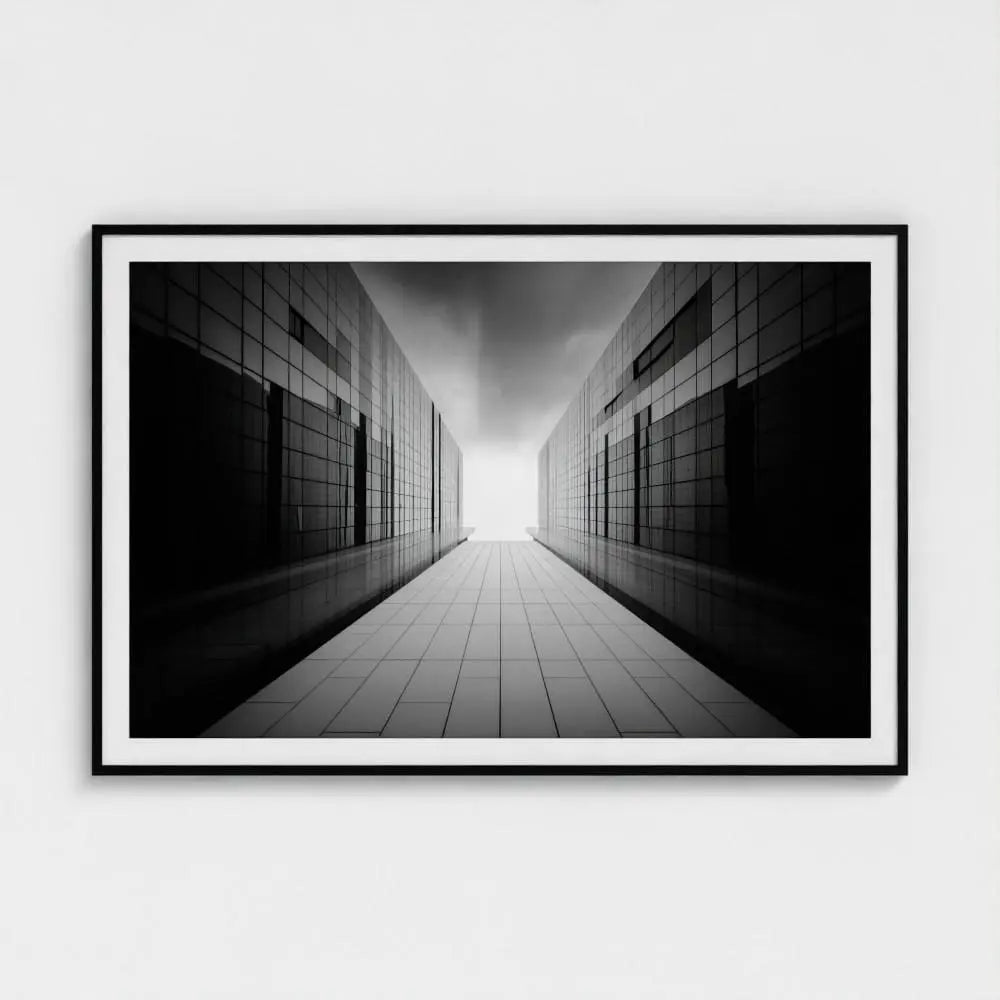Brutalist Corridor Wall Art Print – Modern Concrete Architecture Photography