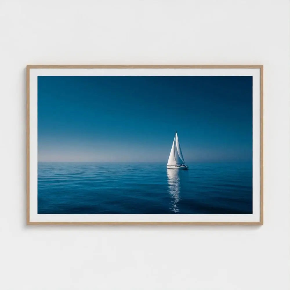 Quiet Passage — Sailboat Wall Art Print, Minimal Ocean Photography, Nautical Coastal Decor