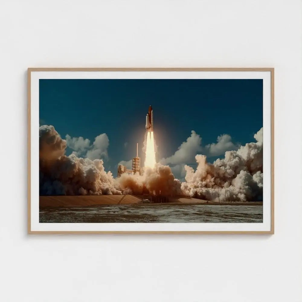Rocket Launch Wall Art Print – Space Shuttle Liftoff Photography, Modern Space Deco