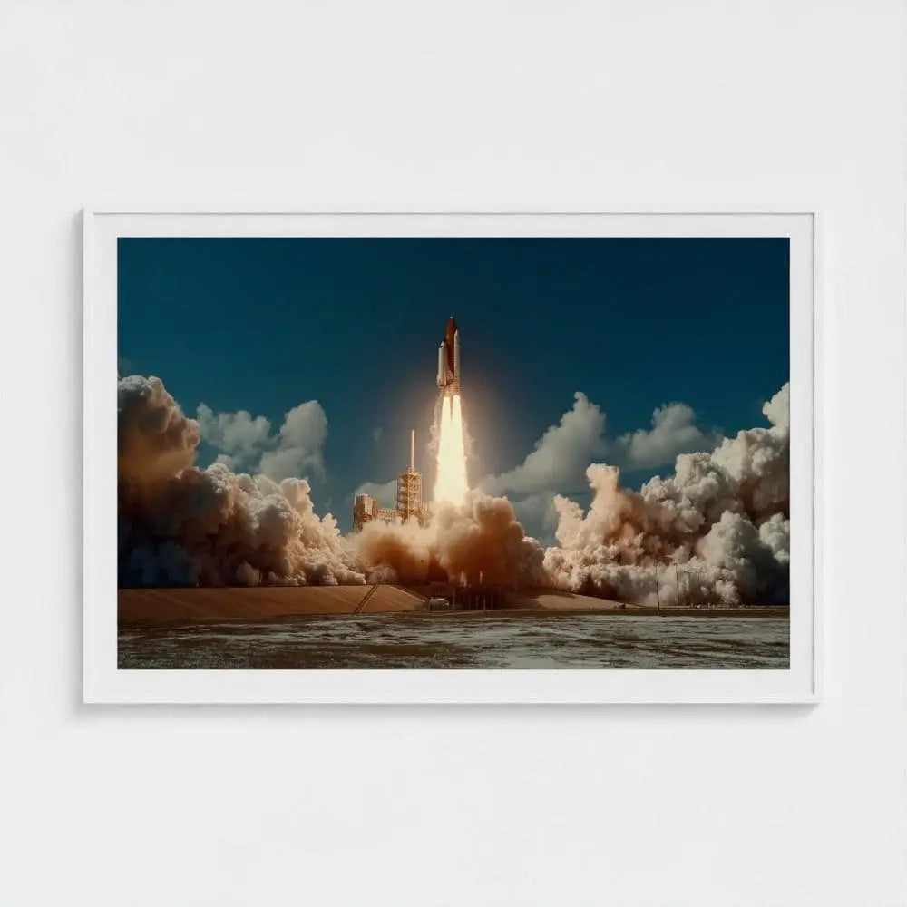 Rocket Launch Wall Art Print – Space Shuttle Liftoff Photography, Modern Space Deco