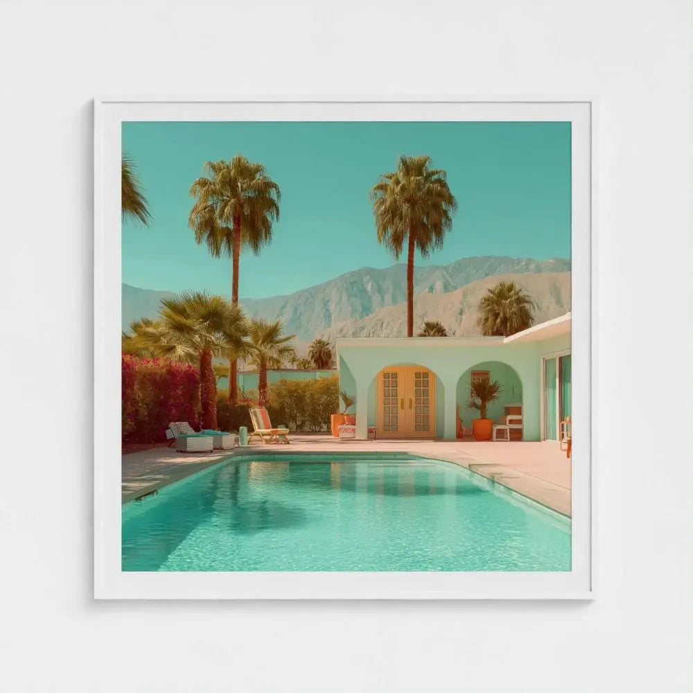 Palm Springs Pool Wall Art Print – Mid‑Century Modern Desert Photography