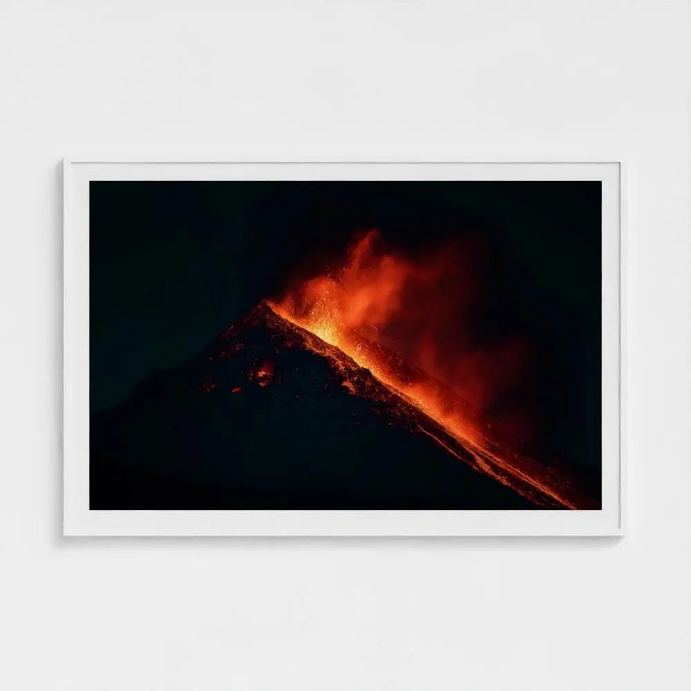 Volcano Eruption Wall Art Print – Fiery Lava Photography, Dramatic Nature Decor