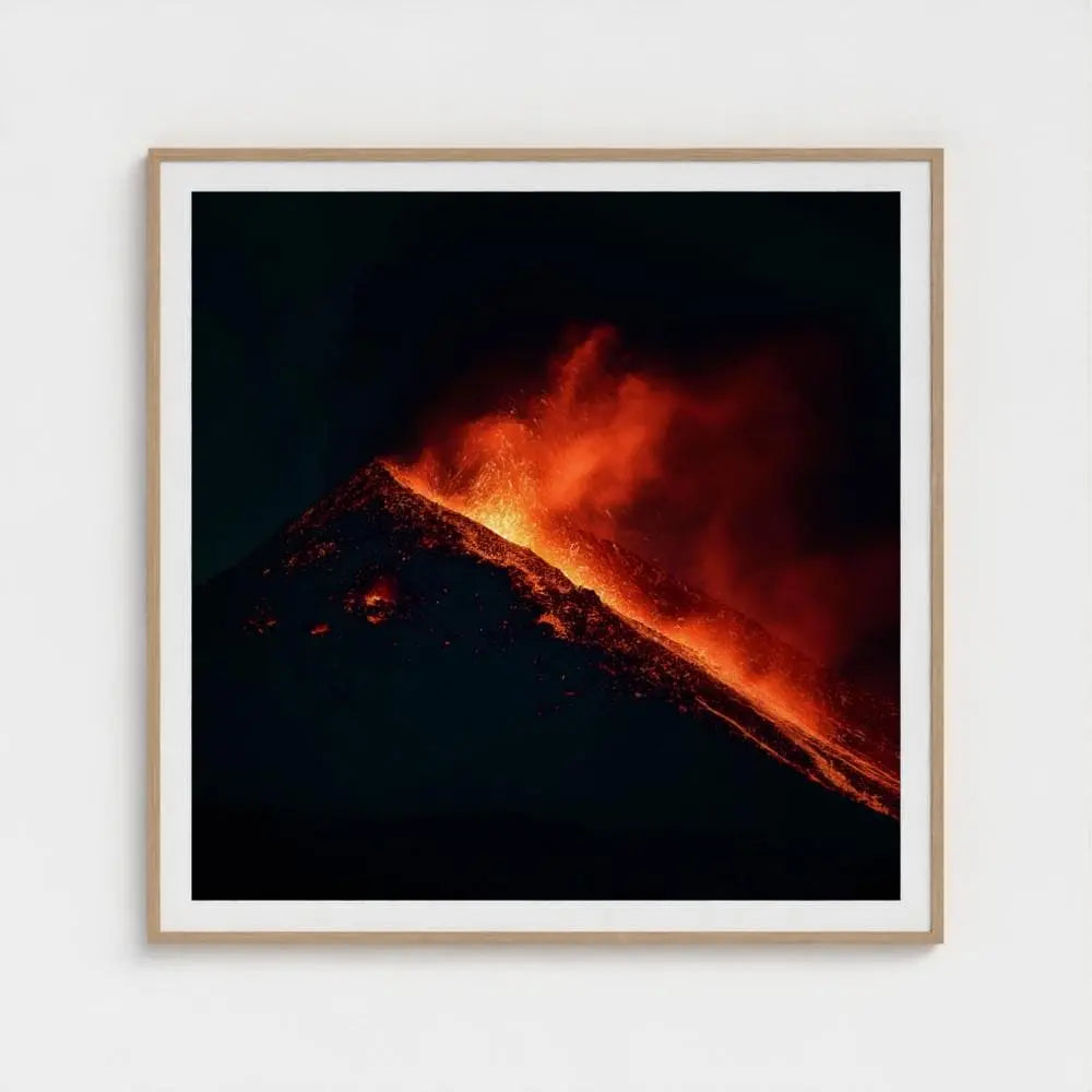 Volcano Eruption Wall Art Print – Fiery Lava Photography, Dramatic Nature Decor