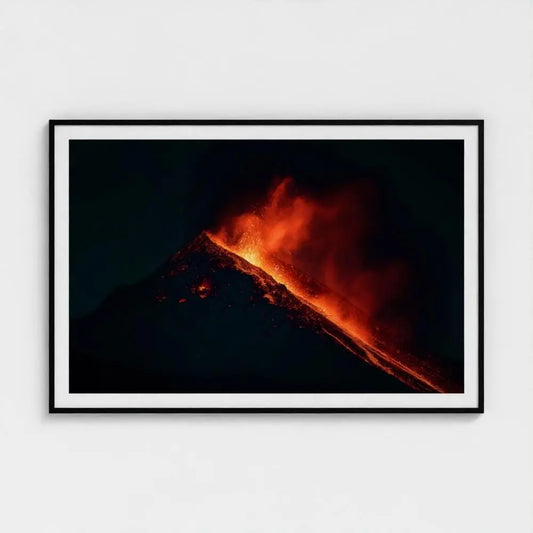 Volcano Eruption Wall Art Print – Fiery Lava Photography, Dramatic Nature Decor