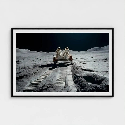 Moon Rover Wall Art Print – Astronauts on Lunar Surface Photography, NASA Inspired Decor