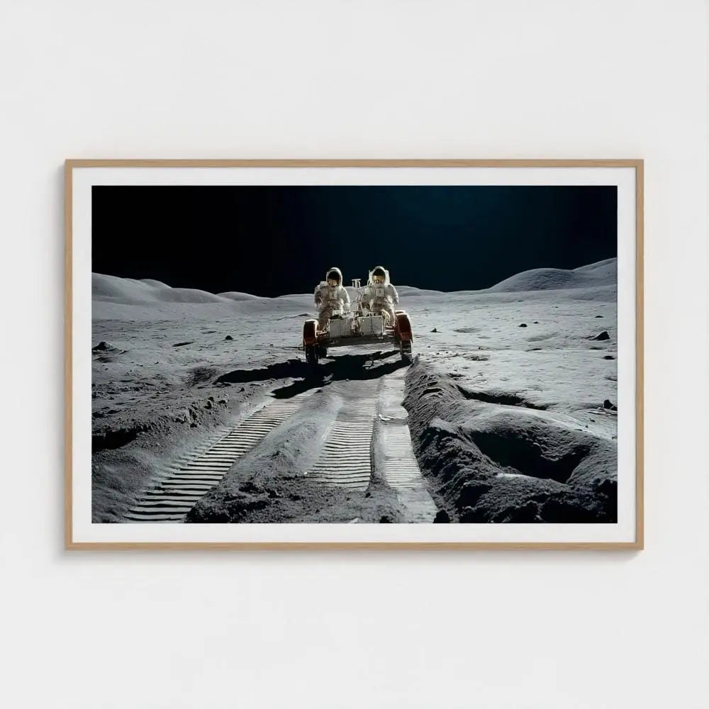 Moon Rover Wall Art Print – Astronauts on Lunar Surface Photography, NASA Inspired Decor