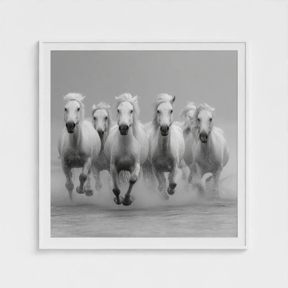 Wild Horses Wall Art Print – Galloping Horses Surf Photography, Western Coastal Decor