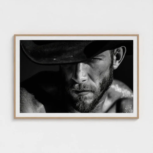 Black and White Cowboy Portrait Photography Print | Rustic Western Wall Art, Masculine Fine Art Decor, Ranch Style Home Artwork