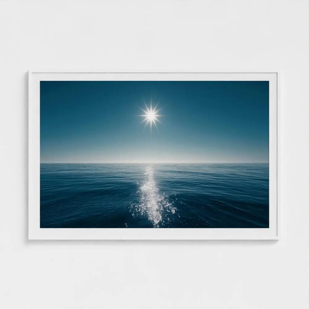 Ocean Horizon Photography Print, Minimalist Coastal Wall Art, Blue Sea and Sun Artwork, Modern Beach House Decor, Fine Art Seascape