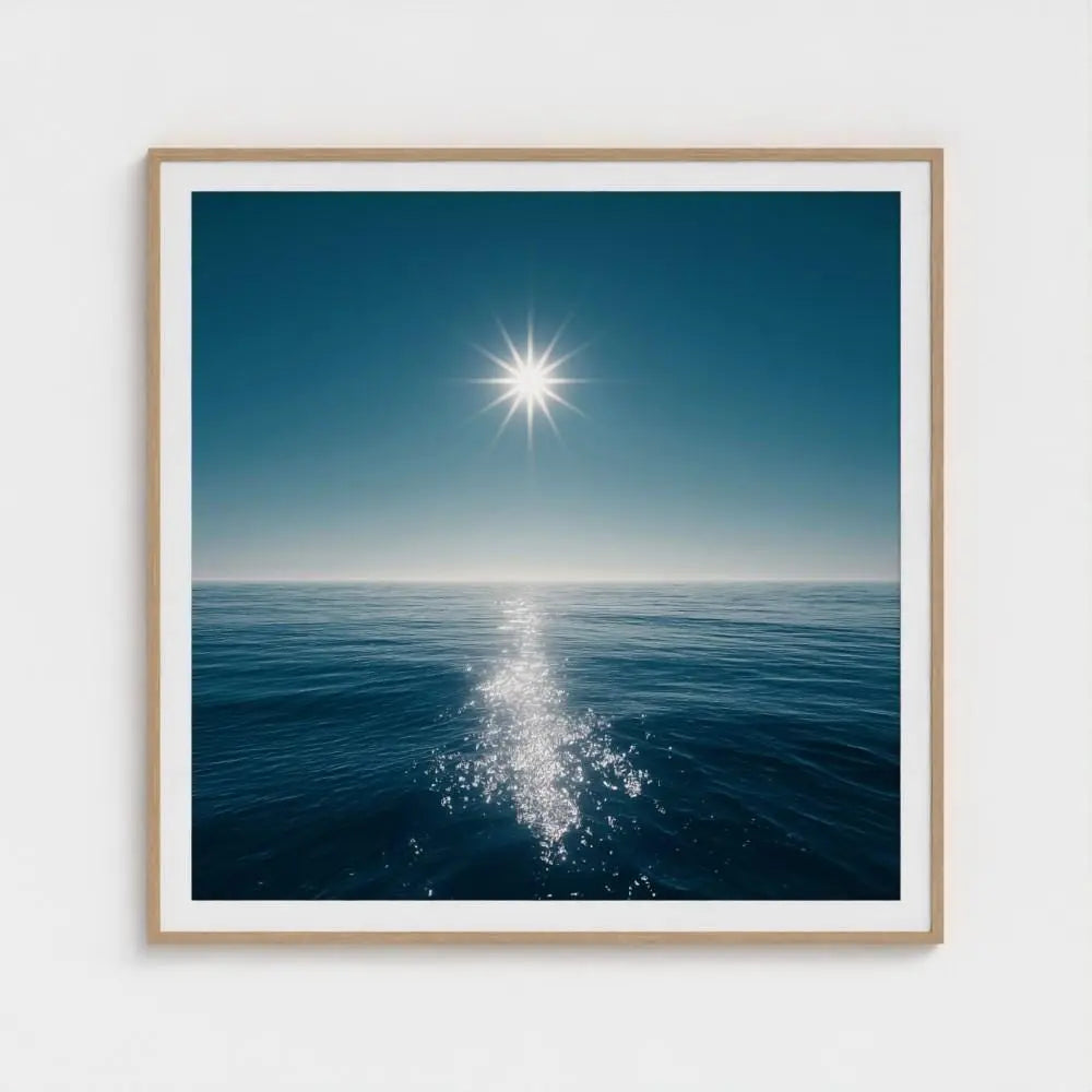 Ocean Horizon Photography Print, Minimalist Coastal Wall Art, Blue Sea and Sun Artwork, Modern Beach House Decor, Fine Art Seascape