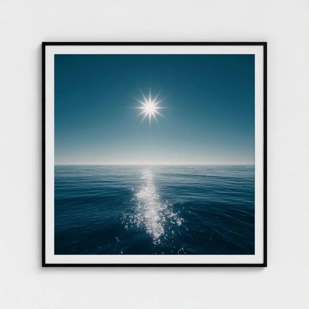Ocean Horizon Photography Print, Minimalist Coastal Wall Art, Blue Sea and Sun Artwork, Modern Beach House Decor, Fine Art Seascape