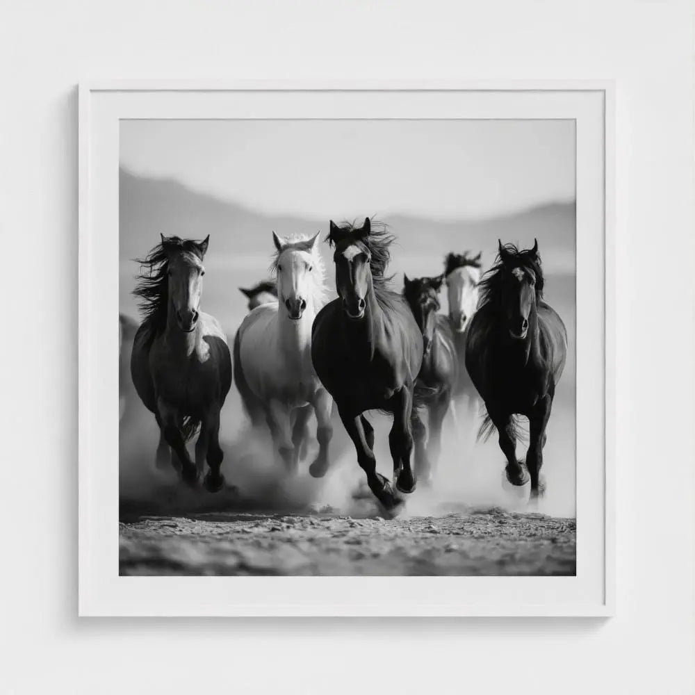 Wild Horses Photography Print: Black and White Western Wall Art, Giclée