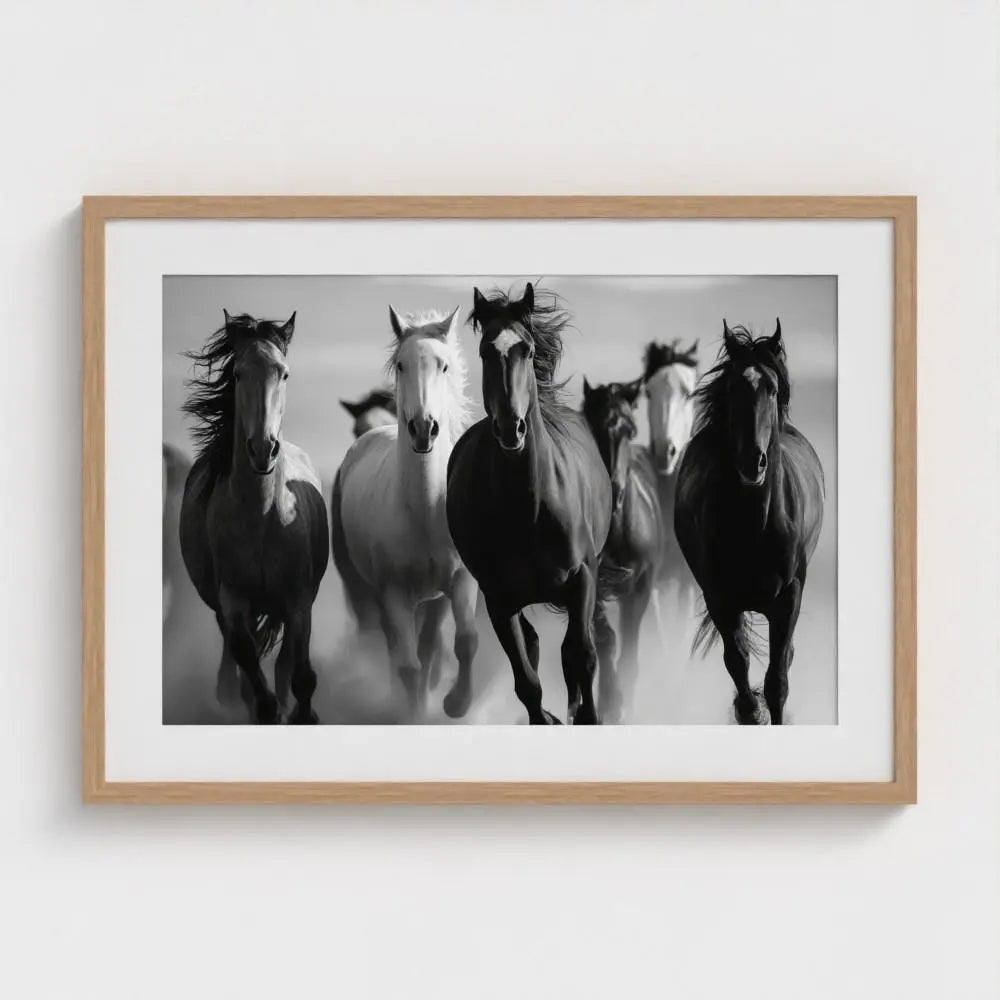 Wild Horses Photography Print: Black and White Western Wall Art, Giclée