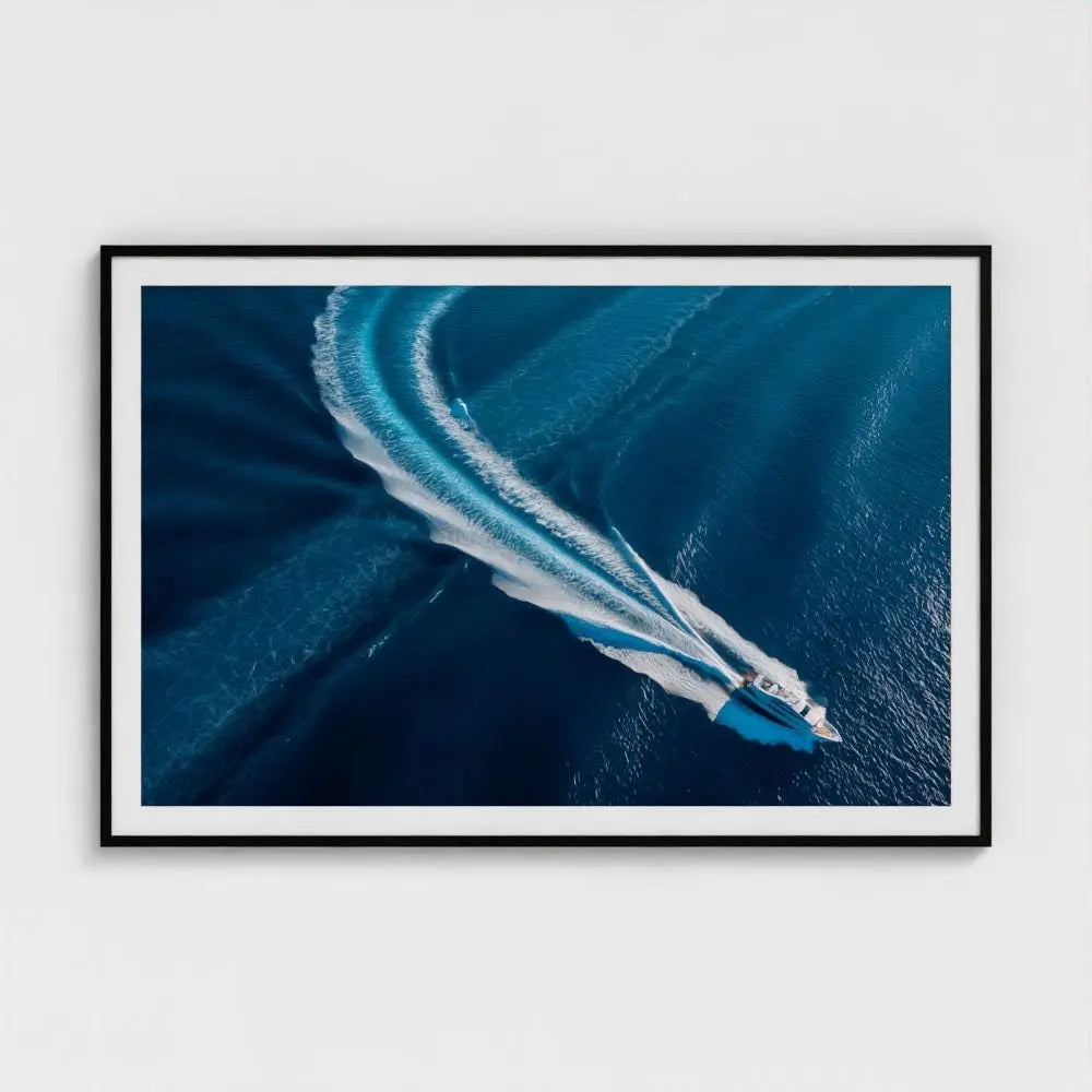 Yacht Wake Aerial Print: Coastal Nautical Wall Art, Museum Grade
