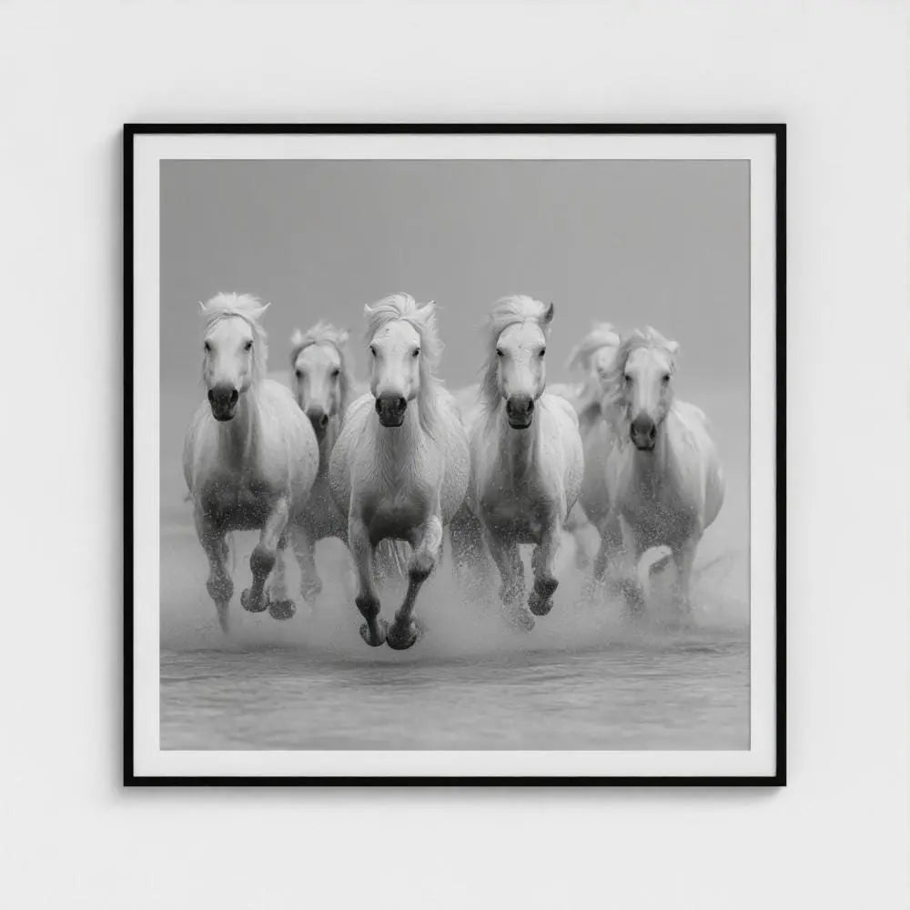 Wild Horses Wall Art Print – Galloping Horses Surf Photography, Western Coastal Decor