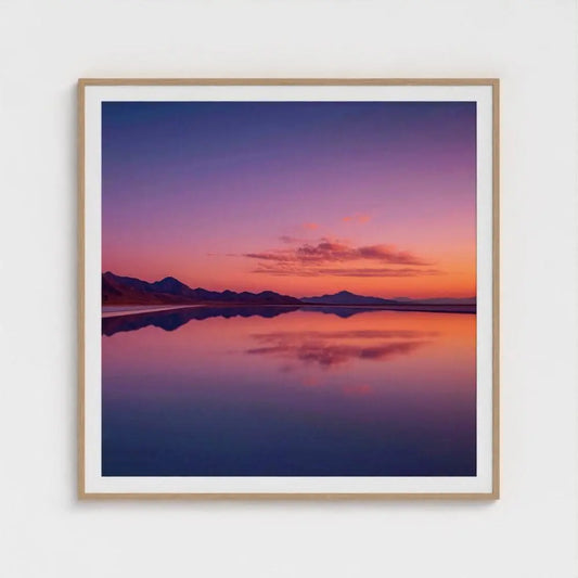 Pastel Salt Flat Wall Art Print – Horizon Reflection Photography, Minimal Landscape Decor