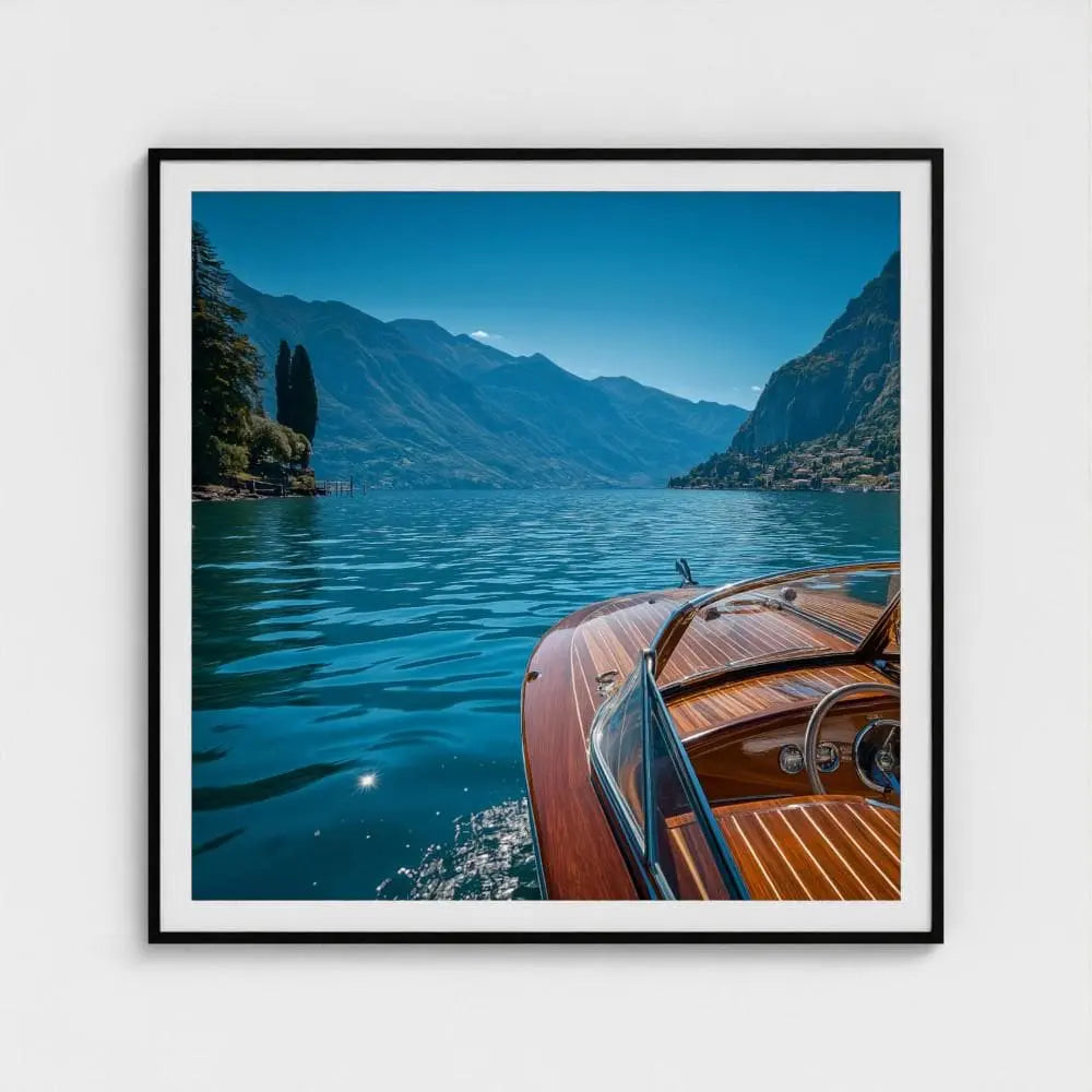 Mahogany Wake — Lake Como Wooden Boat Wall Art Print, Italian Lake Photography, Nautical Decor