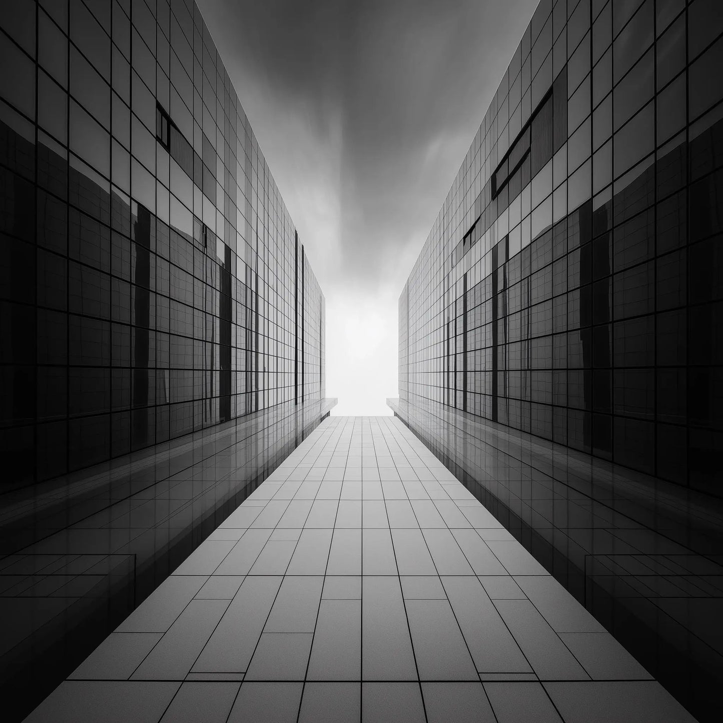 Brutalist Corridor Wall Art Print – Modern Concrete Architecture Photography