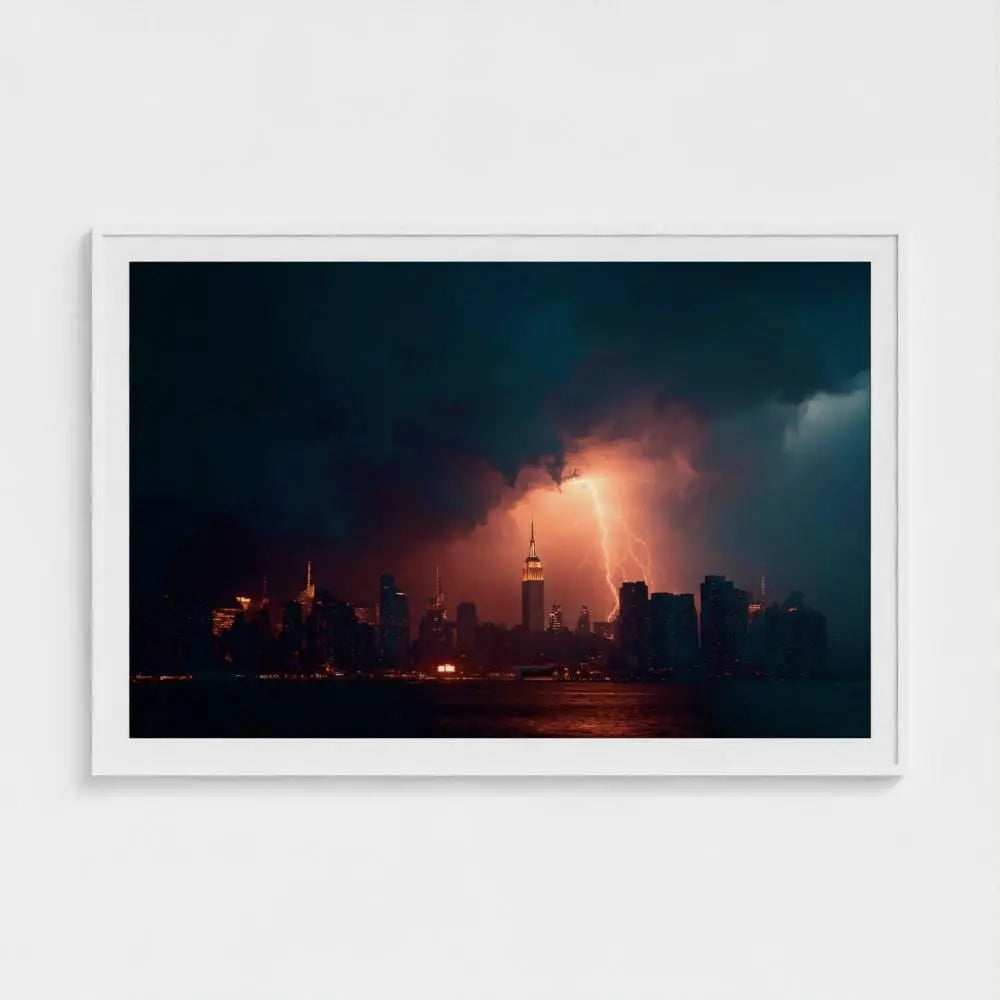 Empire State Lightning Print: Manhattan Skyline Wall Art, Giclée