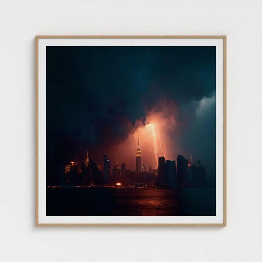 Empire State Lightning Print: Manhattan Skyline Wall Art, Giclée