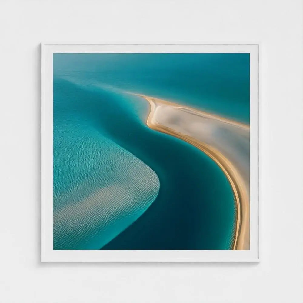 Aerial Sandbar Wall Art Print – Turquoise Water & Golden Shoreline Photography, Coastal Decor