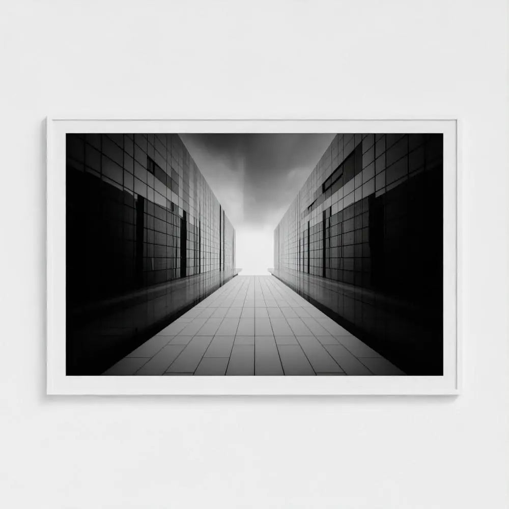 Brutalist Corridor Wall Art Print – Modern Concrete Architecture Photography