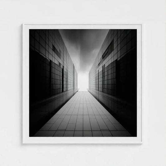Brutalist Corridor Wall Art Print – Modern Concrete Architecture Photography