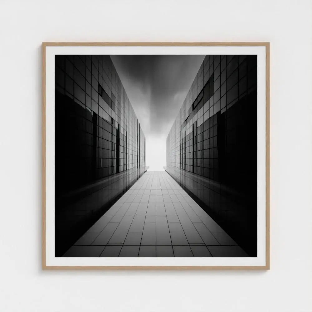 Brutalist Corridor Wall Art Print – Modern Concrete Architecture Photography