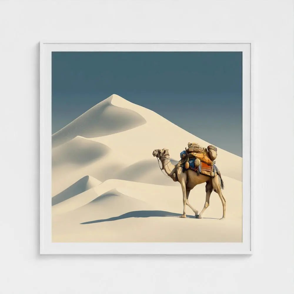 Nomad Crest — Desert Camel Wall Art Print, Minimal Sand Dunes Photography, Sahara Travel Decor